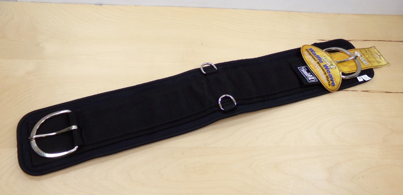 Tough 1 Waffle Weave Neoprene Western Girth 30" Flat Steel Hardware Black NWT