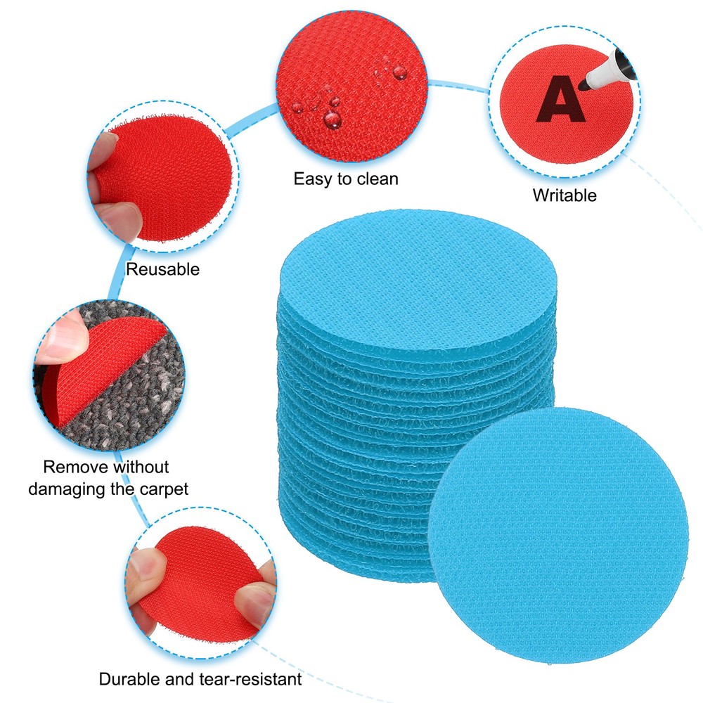 2" Carpet Spot Markers, 50Pcs Dot Markers Hook and Loop, Blue