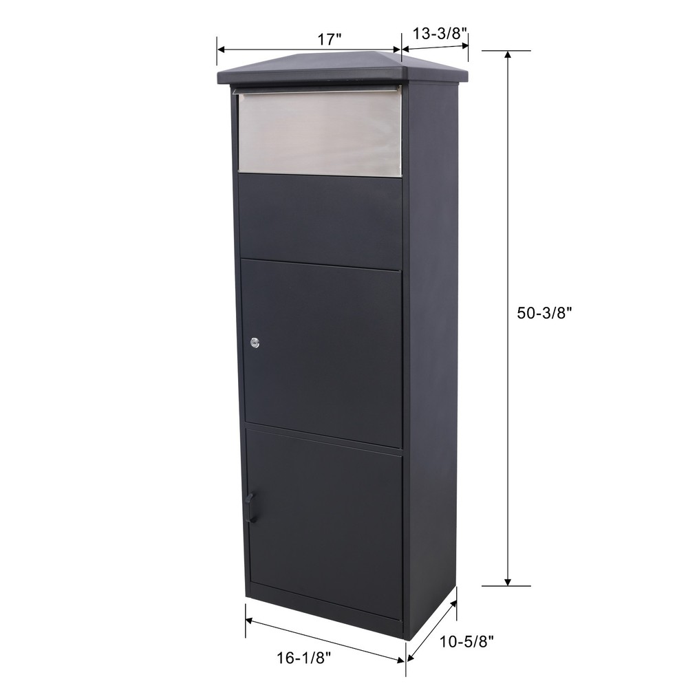 Lockable Large Parcel Drop Box Porch Mailbox with Secure Compartment