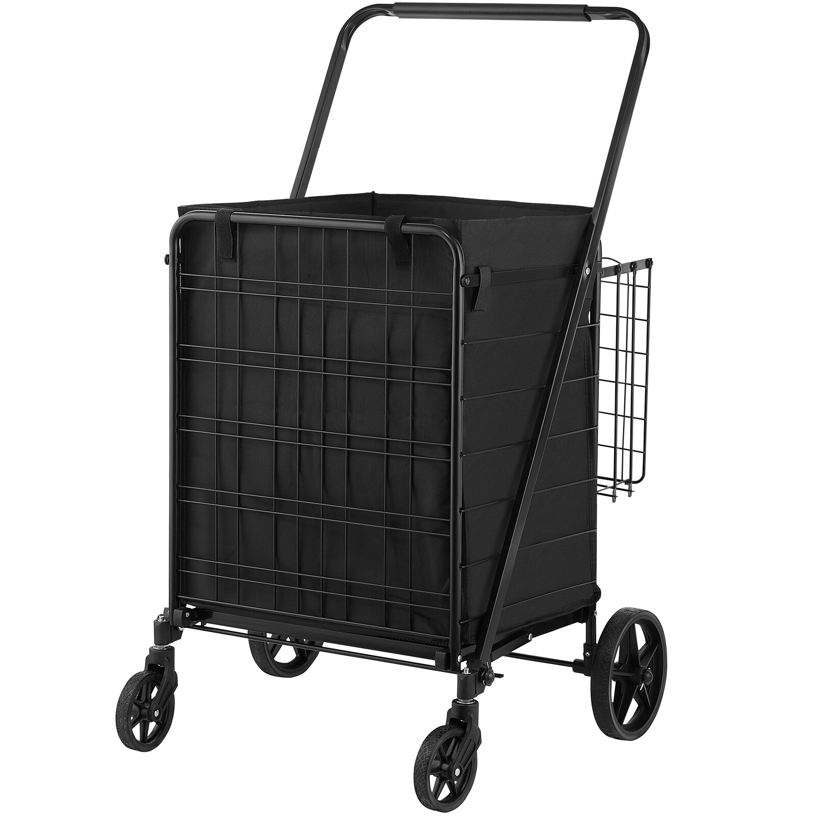 Folding Shopping Cart Rolling Grocery Cart with Double Baskets 330 LBS Shop