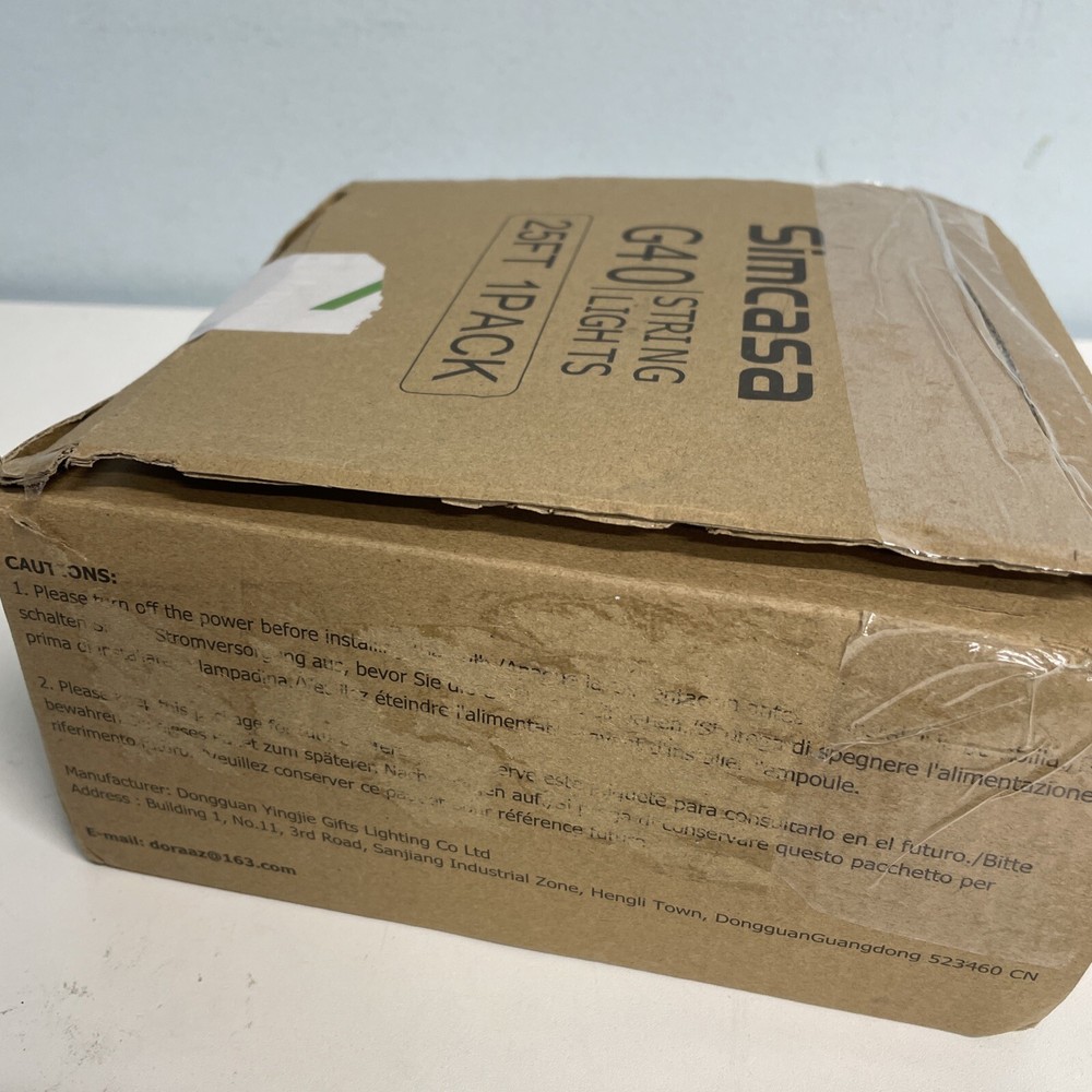 Simcasa String Lights G40 25 Foot 1 Pack OPEN (Distressed box) Warm light 12 soc