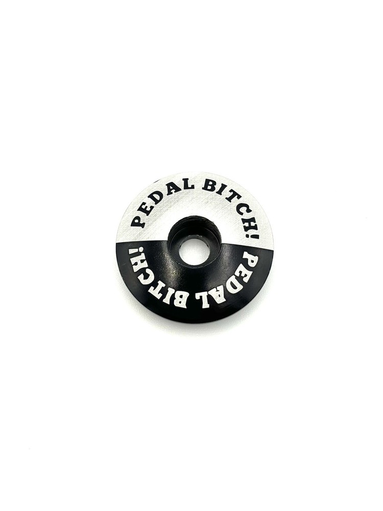 PEDAL B*TCH - Laser etched Threadless Bicycle Headset Stem Cap 1 1/8