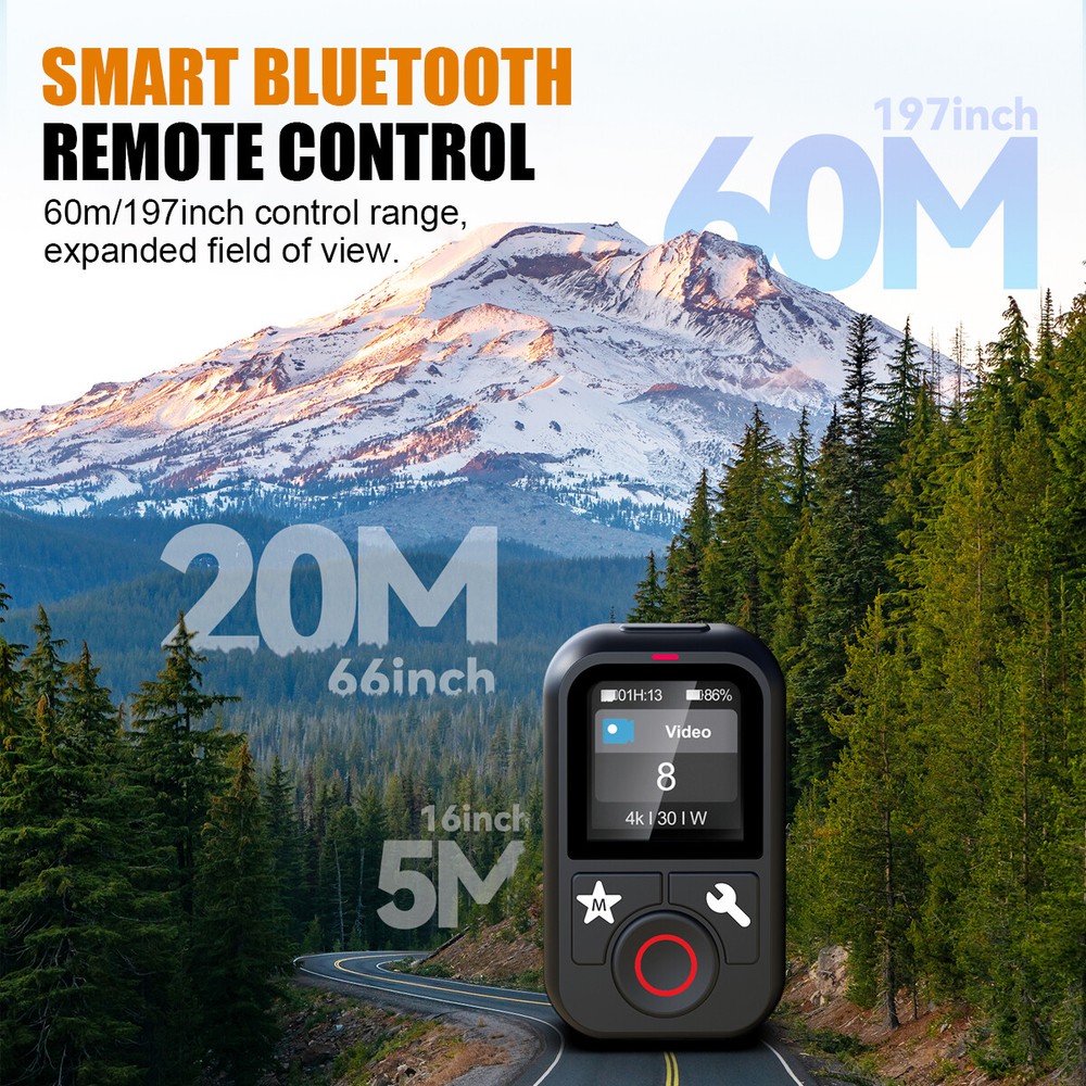 Bluetooth Wireless Remote Controller 60M For GoPro Hero 13/12/11/10/9 Max Camera