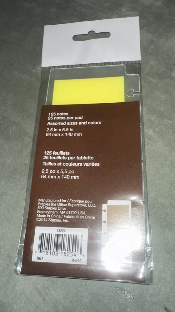 Staples Arc Adhesive Sticky Notes Customizable Notebook System 125 Pcs 2.5x5.5”