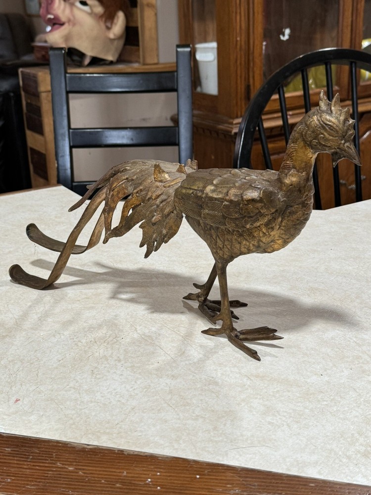 Vintage Chinese Solid Bronze Rooster