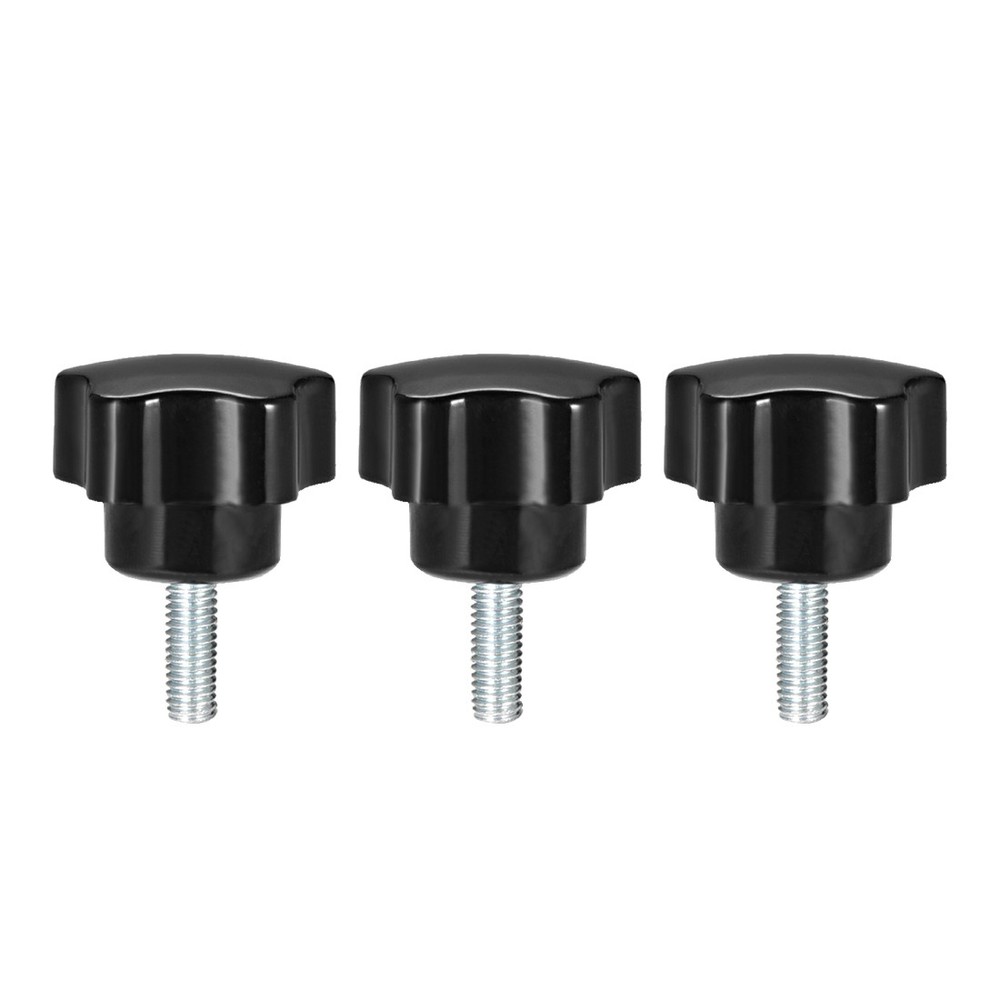 3 Pcs Star Knobs Grips M6 x 20mm Male Thread  Steel Zinc Stud Replacement PP