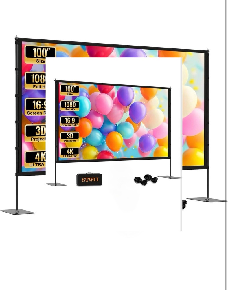 Outdoor-Projector-Screen-with-Stand - 100 inch Portable Projector Screen