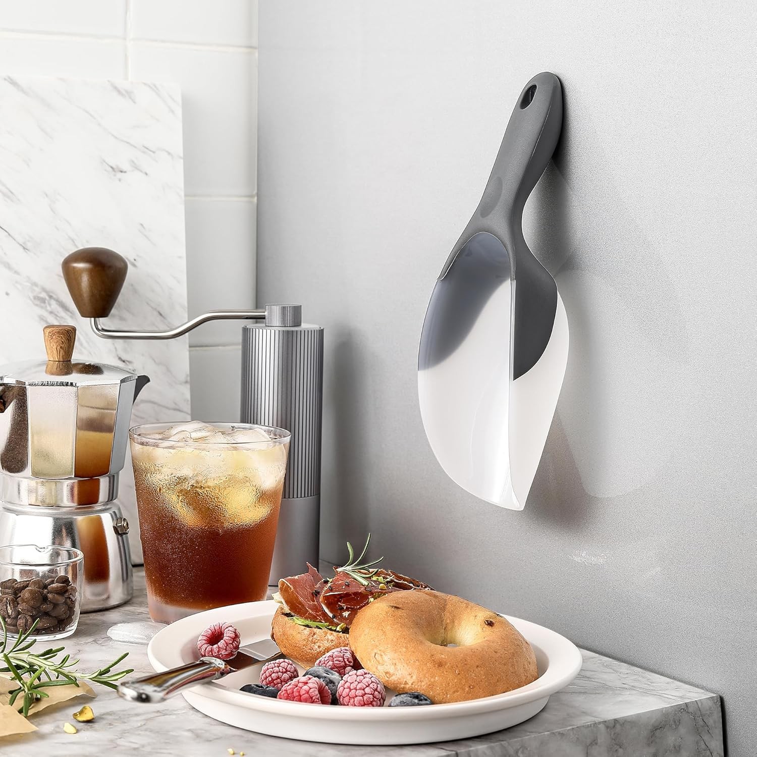 Spring Chef Gray Magnetic Ice Scoop for Freezer - Contoured Translucent