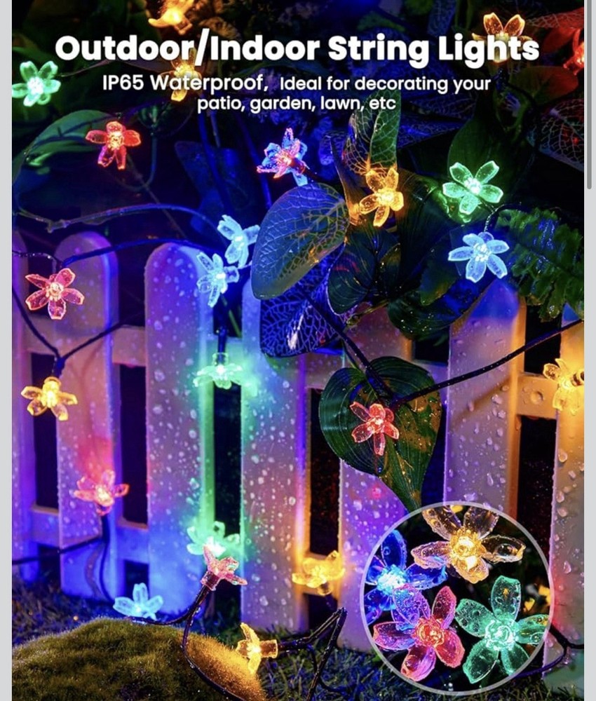 Brightown 50 LED Flower Solar String Lights Outdoor 1 Pack, Multicolor