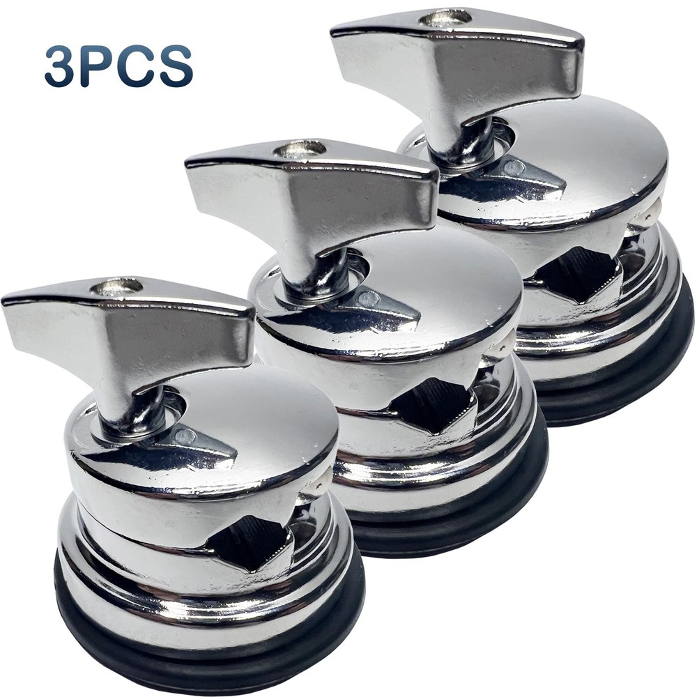 Tceapoo 3pcs Floor Tom Drum Leg Bracket Mount, Holder Base Plate Silver