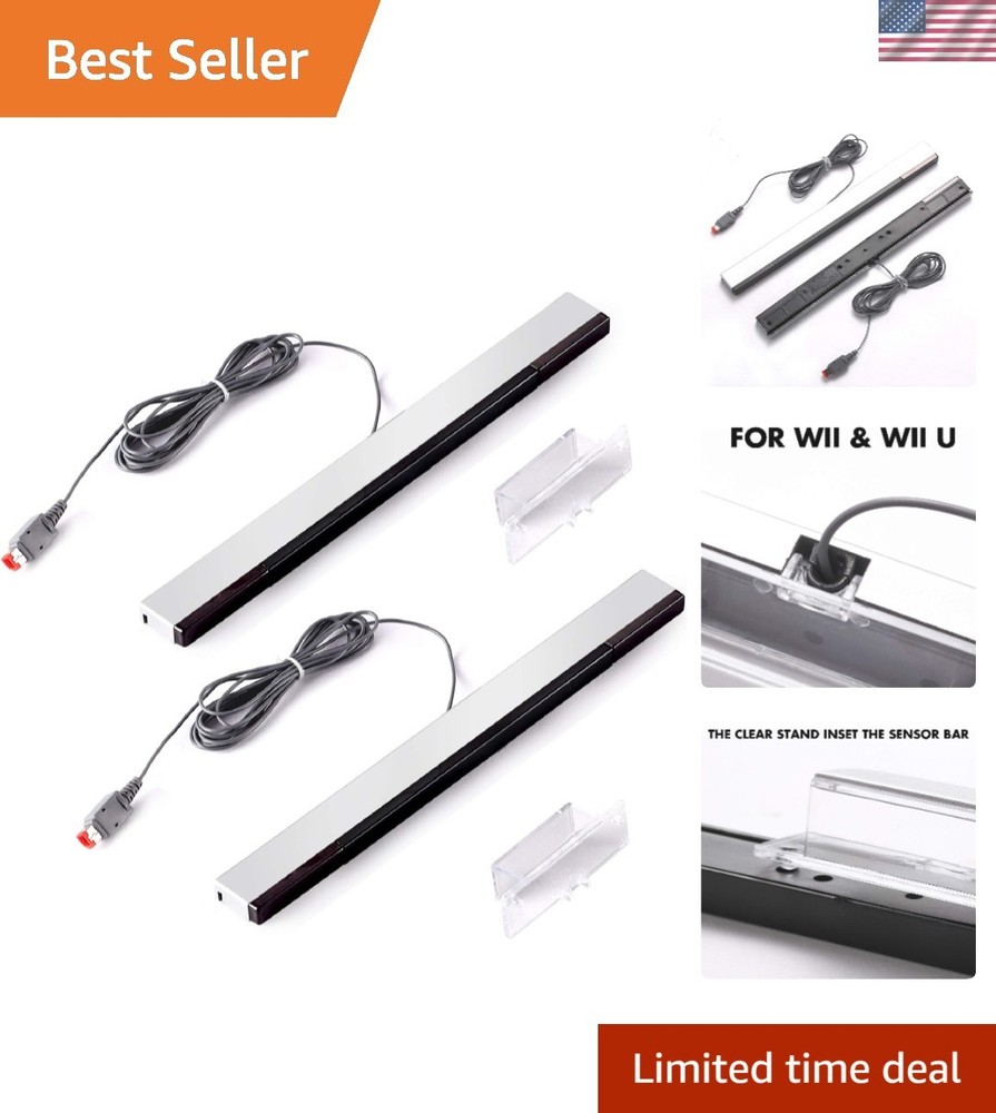 2 Pcs of Wii & WiiU Motion Sensor Bars - Sensitive Performance with 7.2ft Cables