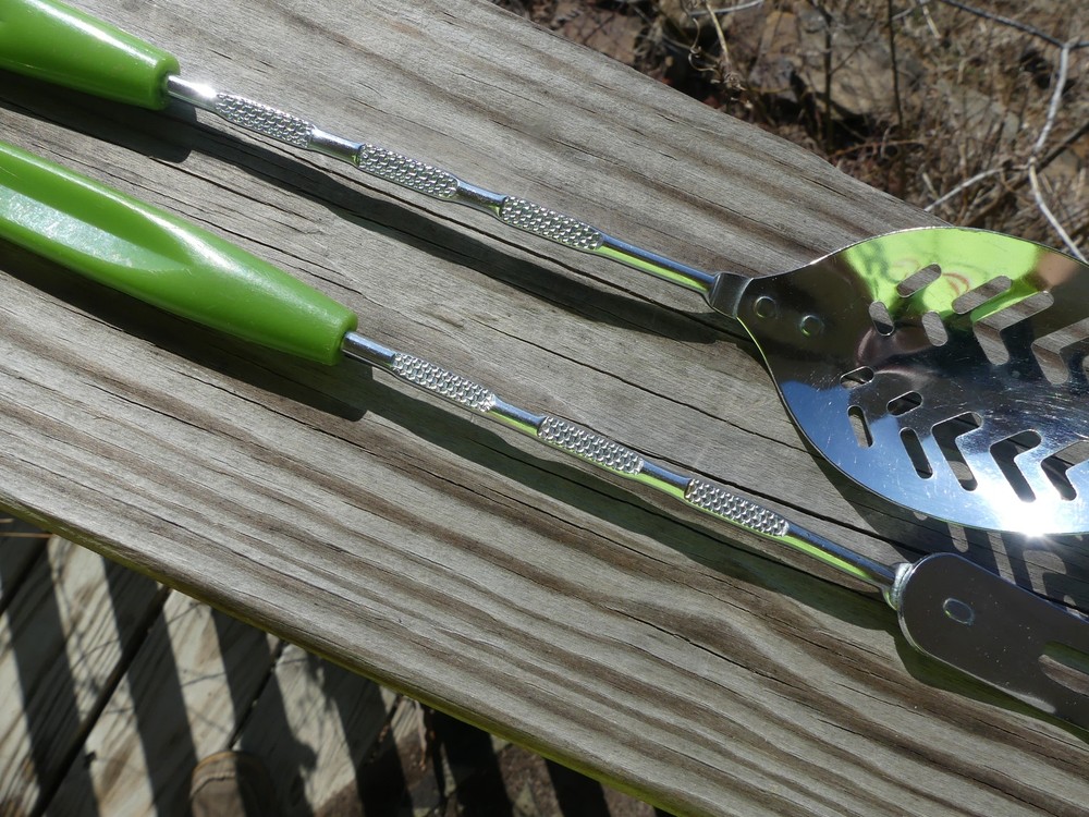Vintage Slotted Spoon and Fork Pair Kitchen Tools