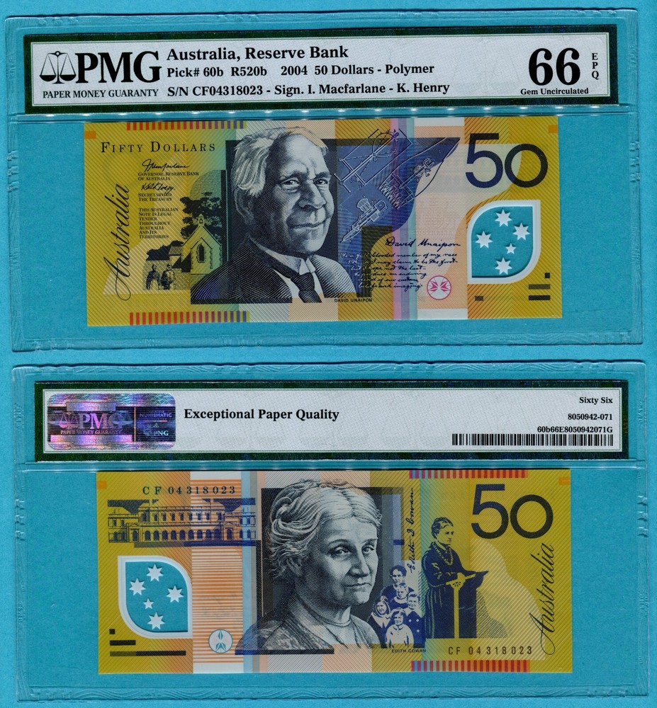 Australia 50 Dollars 2004 P60b UNC - Polymer / PMG GEM66EPQ