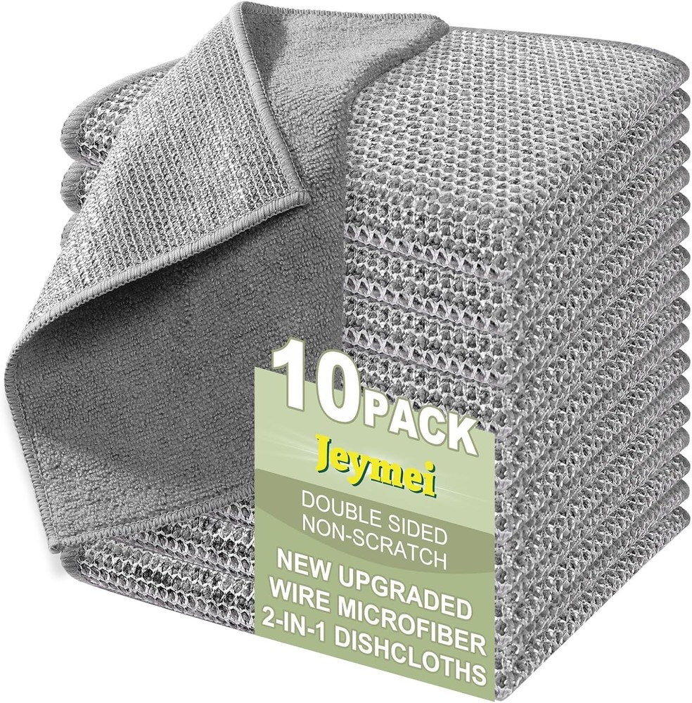 10 Counts Multipose Wire Dishwashing Rag, Non Scratch Wire