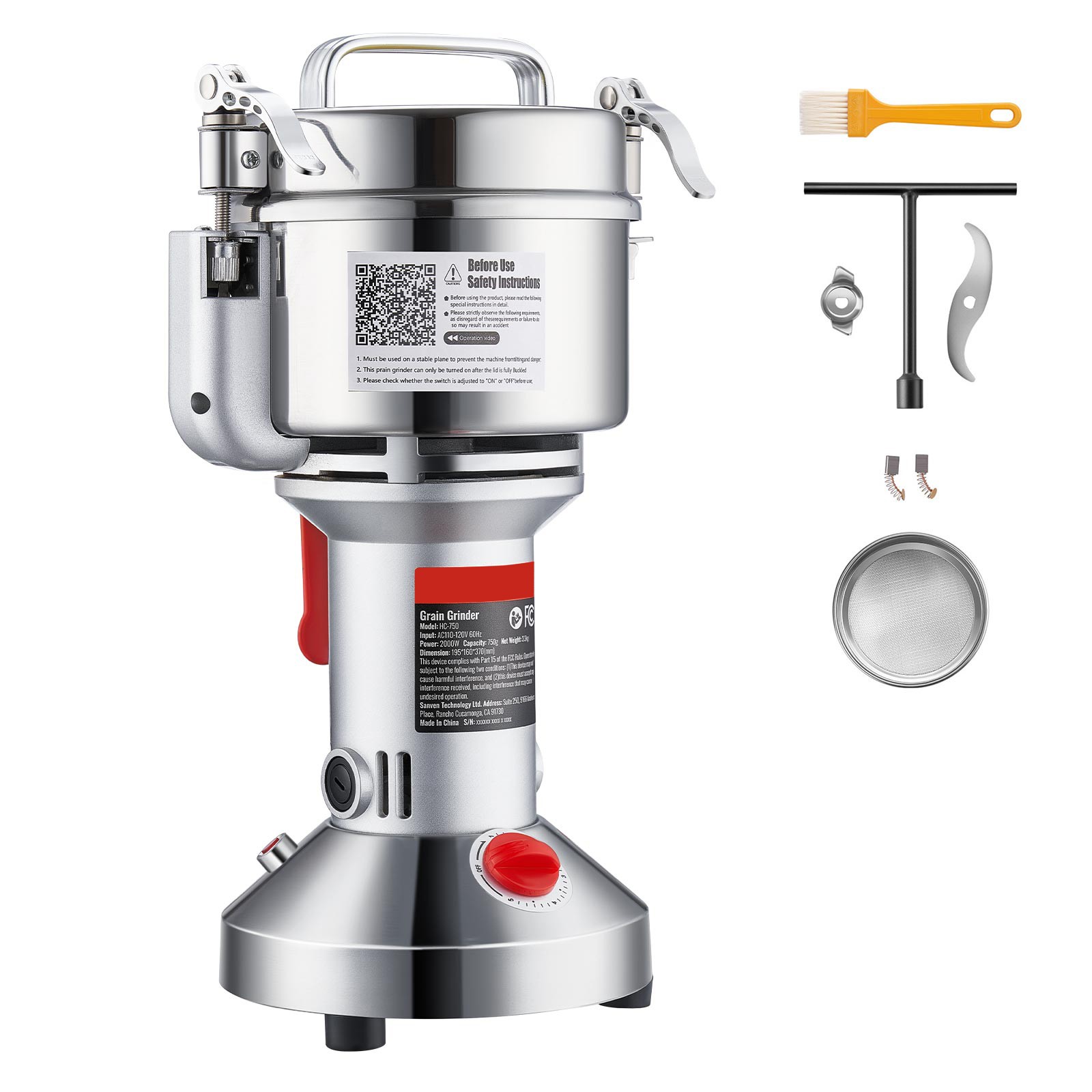 550g Commercial Spice Grinder Electric Grain Mill Grinder High Speed Pulverizer