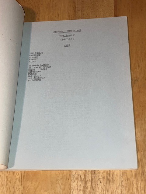 MISSION: IMPOSSIBLE script The Freeze (Immortality Raymond Barrett) FINAL DRAFT