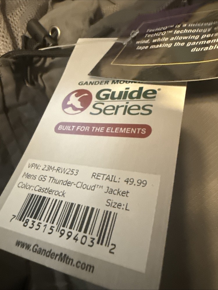 Gander Mountain Guide Series TecH2O Jacket Waterproof Breathable Size: XL Gray