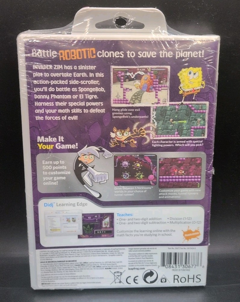 LeapFrog Didj Custom Learning Game Nicktoons - Grades 2-4 Android Invasion-1 NEW