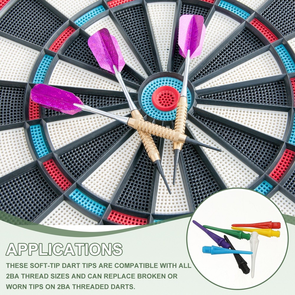 Plastic Dart Tips, 2BA Thread Soft Tip Dart Accessories 30 Pack & Black