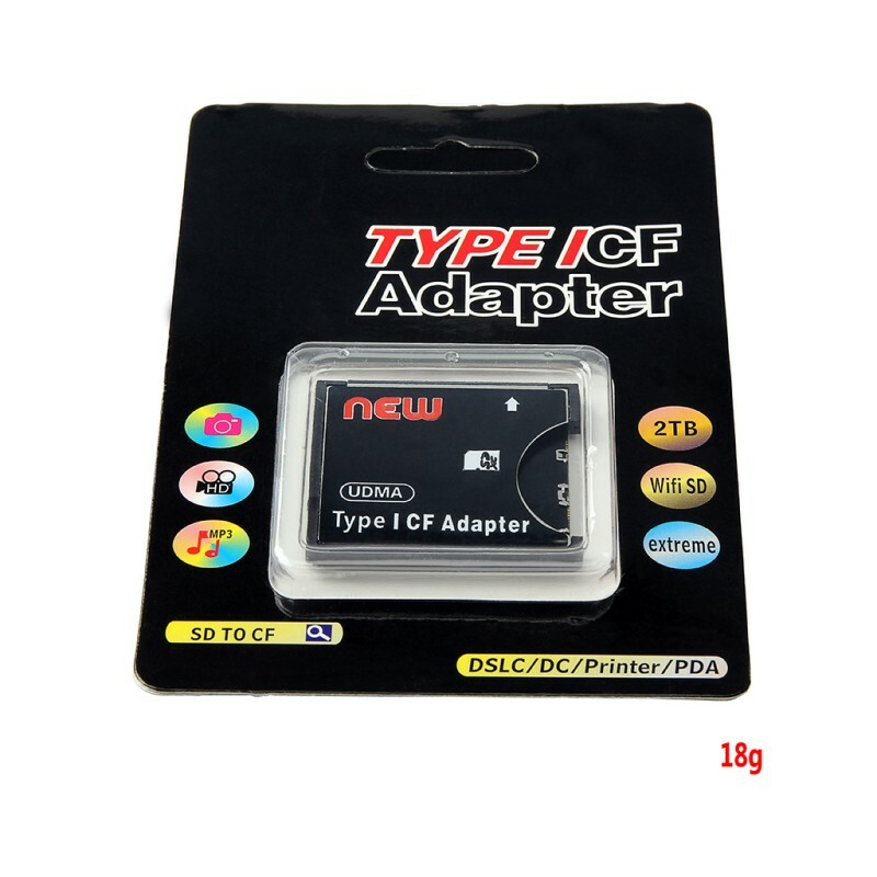 High Speed SDXC SDHC SD to CF Compact Flash Memory Card Reader Adapter black