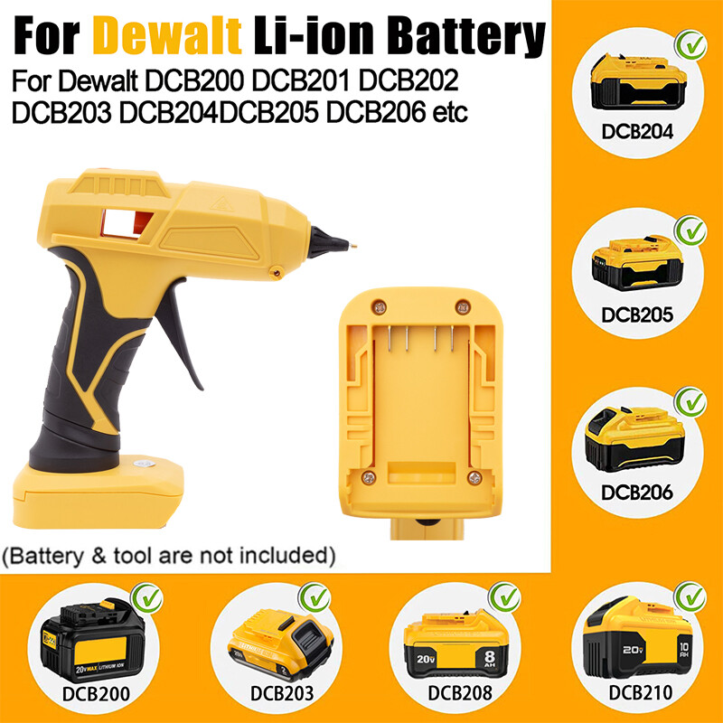 Cordless Hot Melt Glue Gun For Dewalt 18/20v Max Li-Ion Battery w/10 Sticks US