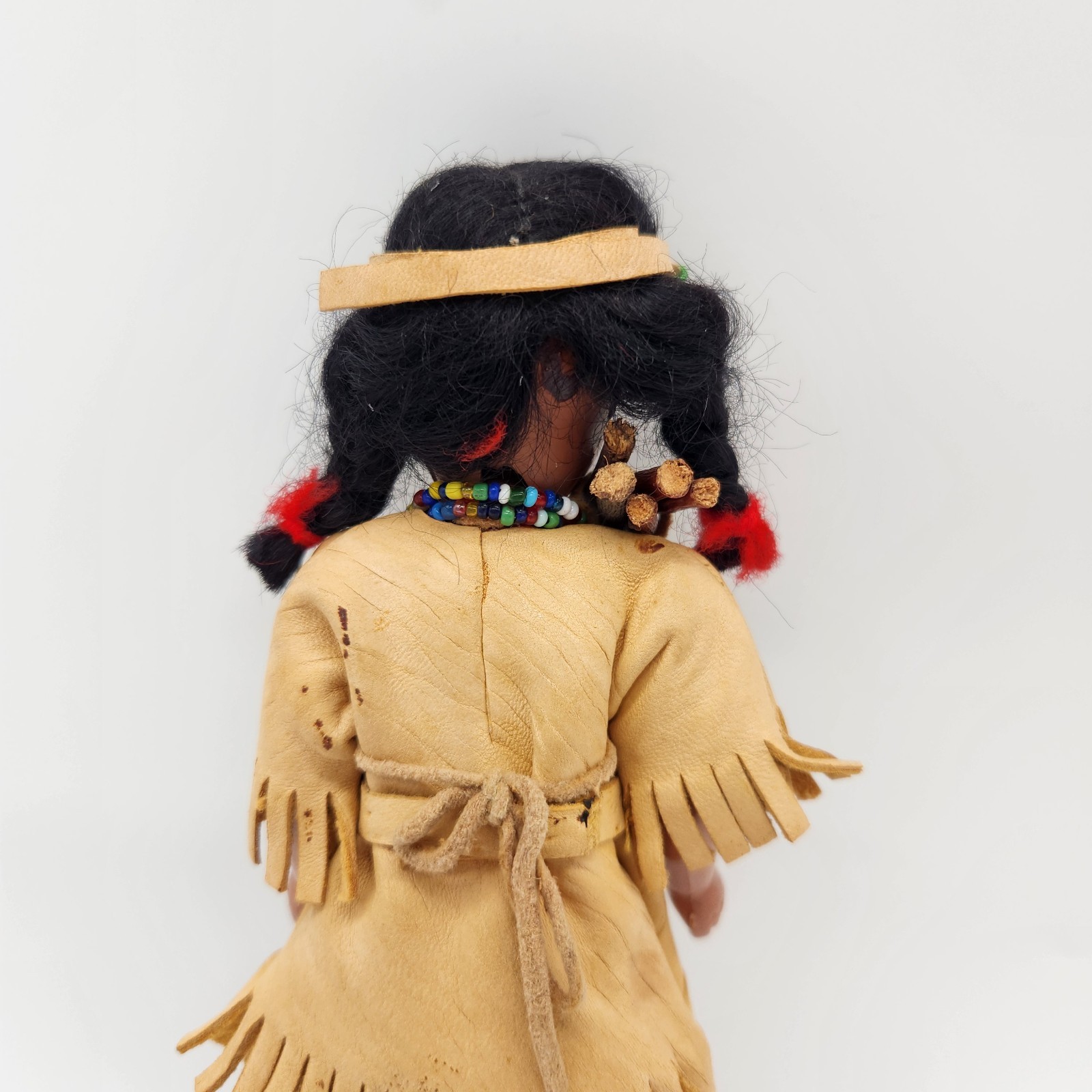 Vintage Plastic Native American Indian Girl Doll 7.5"