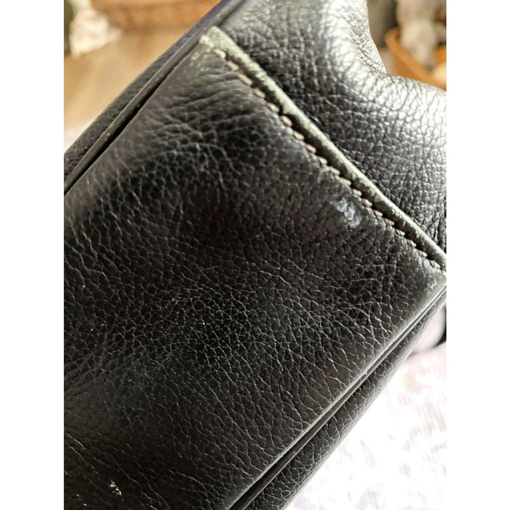 Hexagona Black Leather Briefcase Shoulder Bag Adjustable Straps