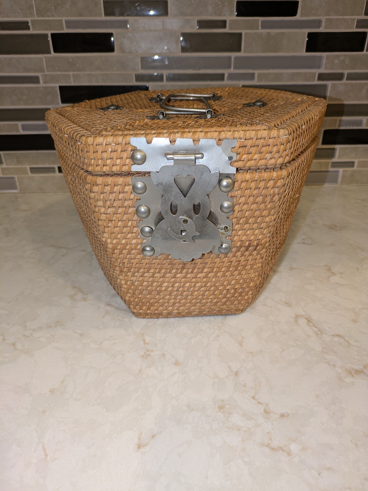 Vintage Chinese Wicker Basket for Tea