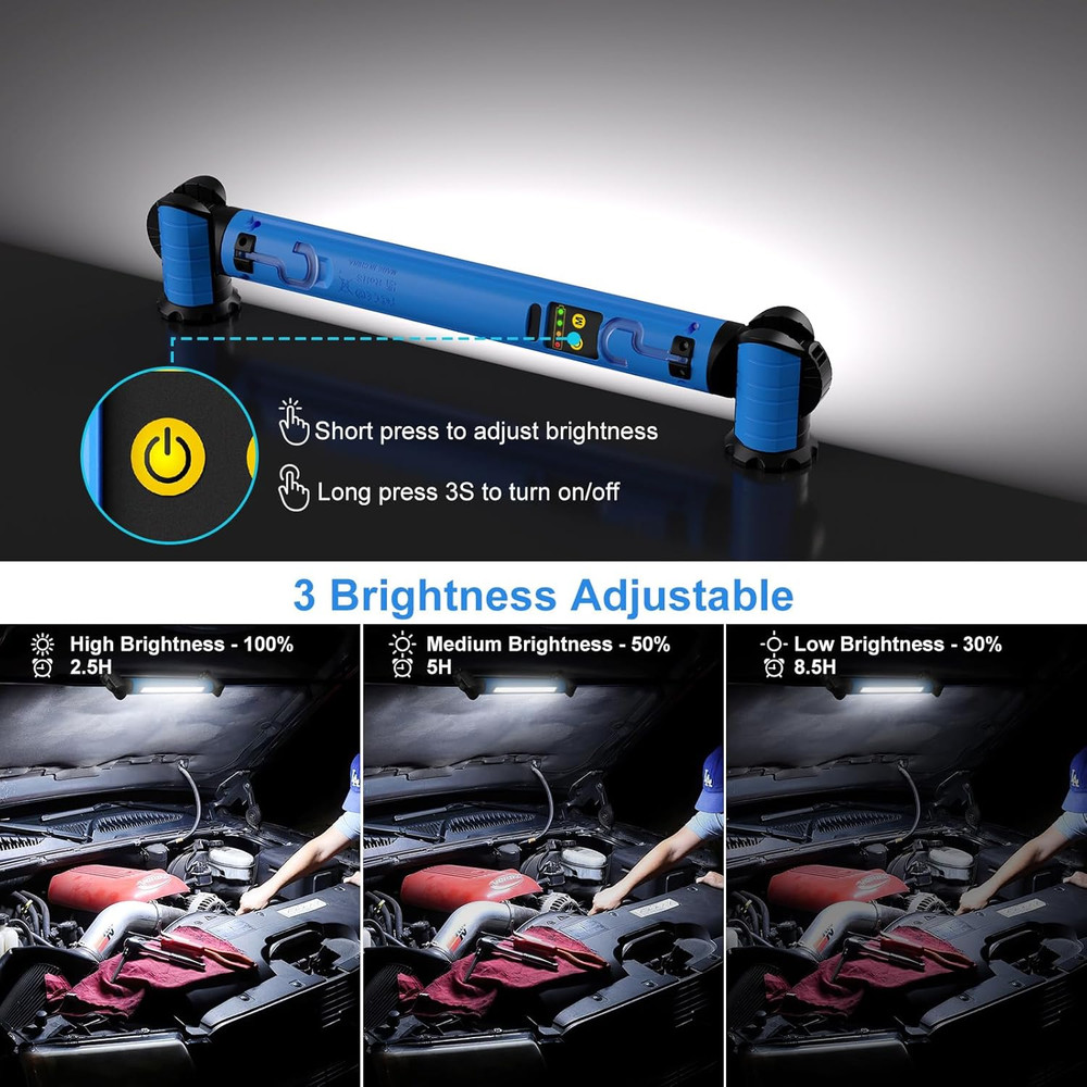 Work Light for Mechanic, 3000LM Bright LED Work Lights, 5000Mah Rechargeable Und