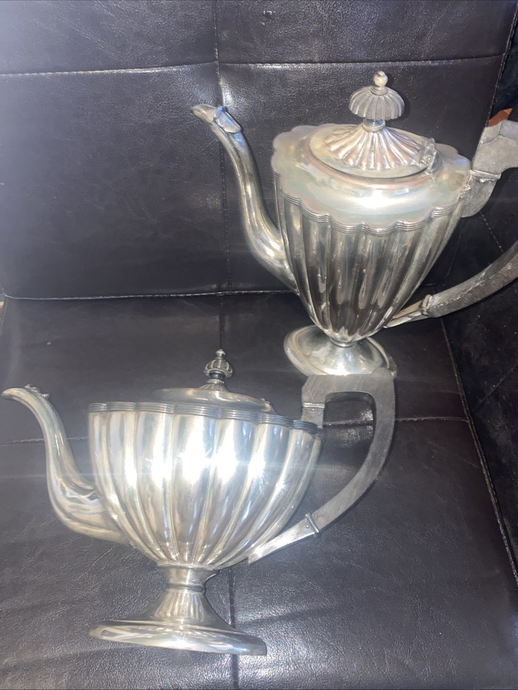 Antique SILVER LOT 1850’s E.G WEBSTER Silver 2pc COFFEE  TEAPOT Silver