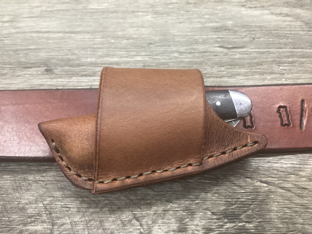 Buffalo Leather Folding Knife Sheath Mini Trapper Size(Sheath Only)