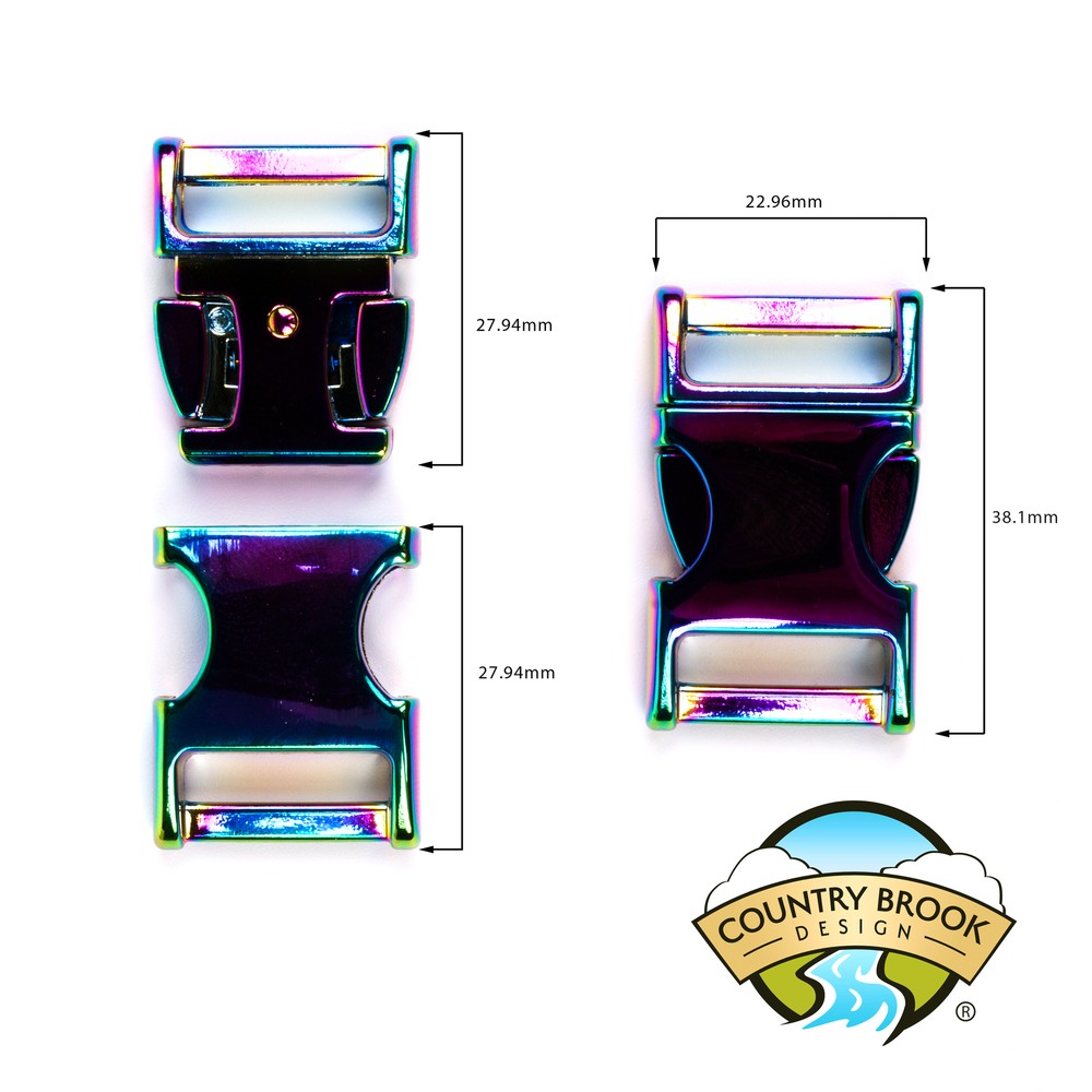 3/4 Inch Iridescent Rainbow Convex Non Adjustable Side Release Buckles, 25 Pack