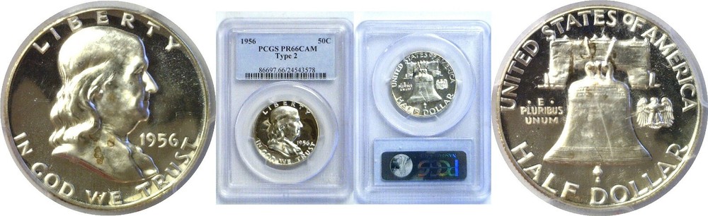 1956 Type 2 50C Franklin Silver Half Dollar Proof PCGS PR66CAM