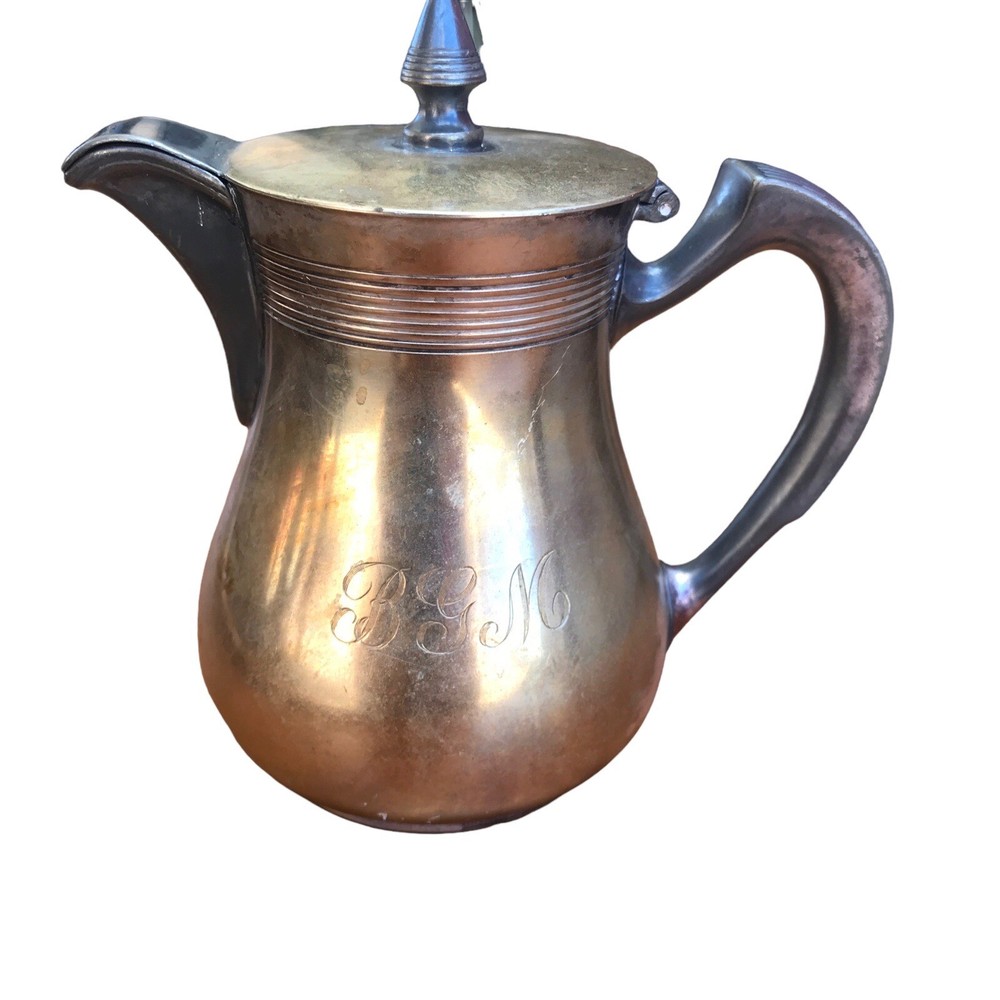 Reed & Barton Silverplate?? Two Tone Pitcher Monogram "BGM" 6"