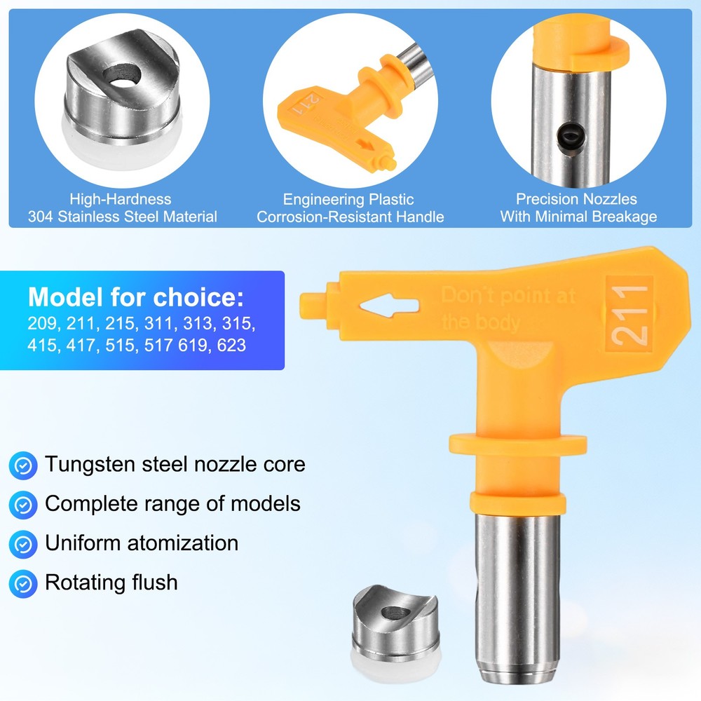 1-Set Nozzles Tips and Flat Tip Guard Base with 1 Pad [Yellow, 211]