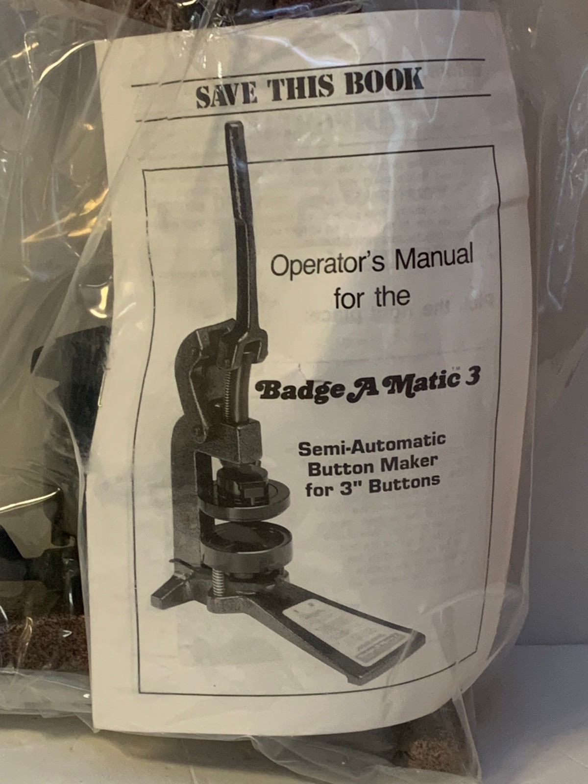 BRAND NEW BADGE-A-MATIC 3 by Badge-a-Minit 3" Button Maker /Badges W/ Supplies