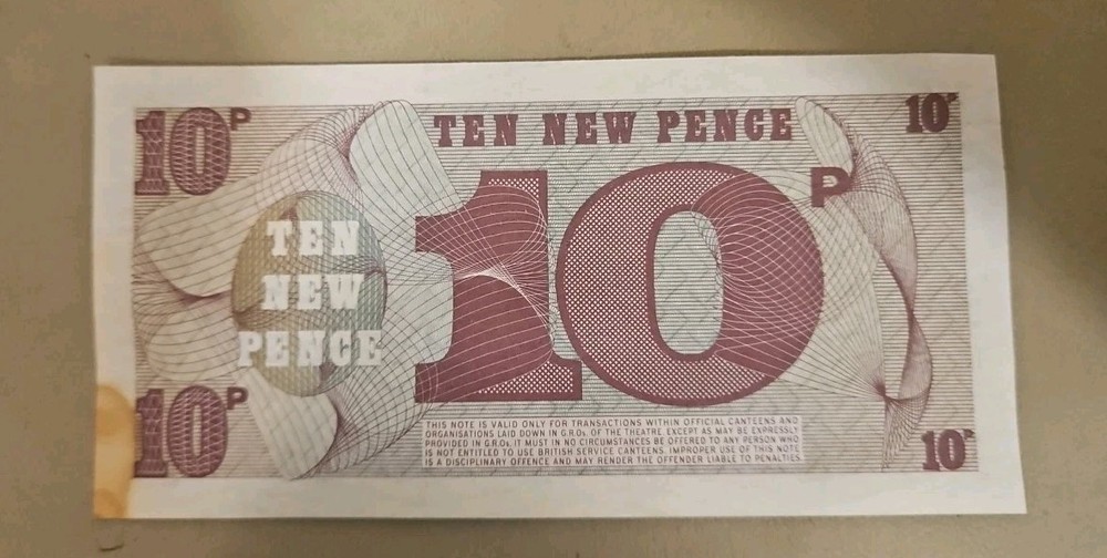 British Armed Forces 10 New Pence Note
