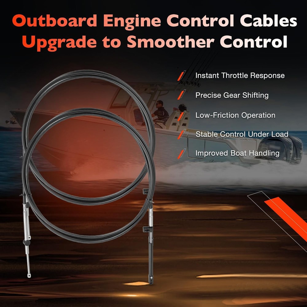 2Pcs 19FT Outboard Throttle Shift Control Cables GEN 1 For Mercury MerCruiser