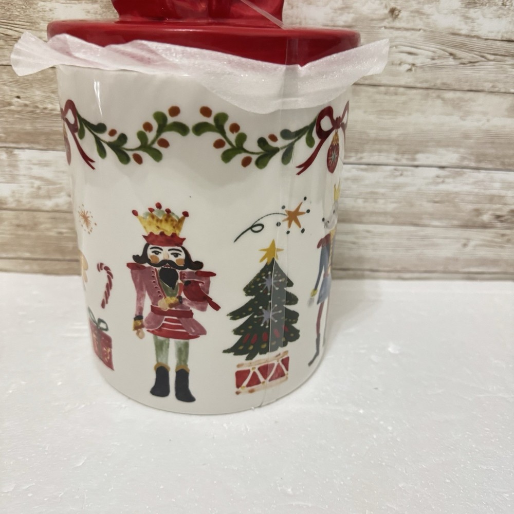 Dwellessentials Nutcracker Christmas canister holiday 10in cookie jar