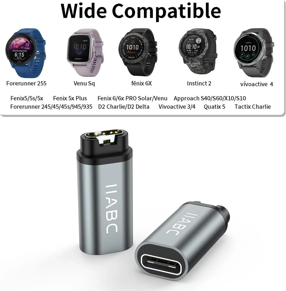 Watch Charging Adapter, Type C Charger Adapter 2Pack Compatible w/Garmin