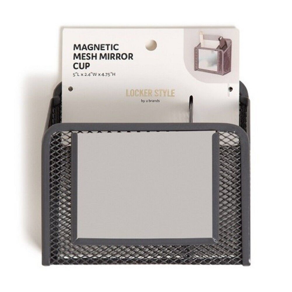 Locker Mesh Cup with Mirror Flat Bottom Light Gray Dark Gray - U Brands