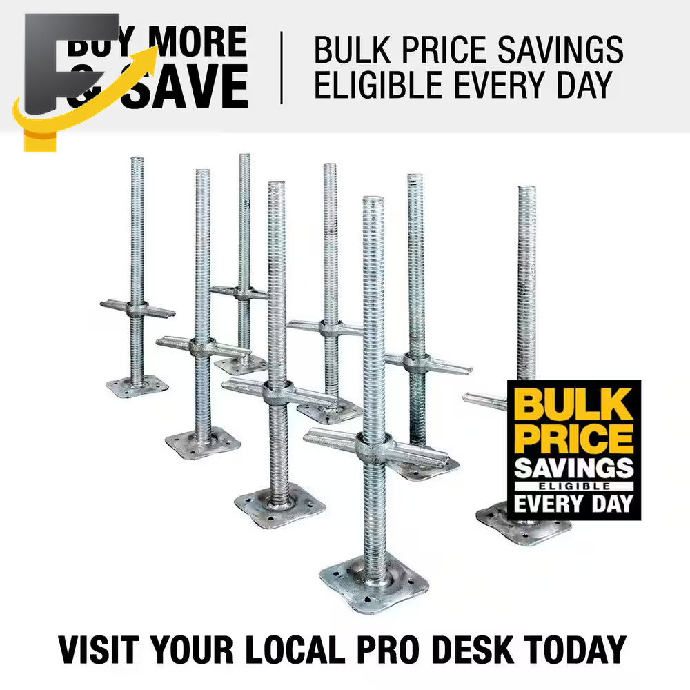 Galvanized Steel Adjustable Leveling Jacks with Heavy-Duty Base Plate 8 Pack