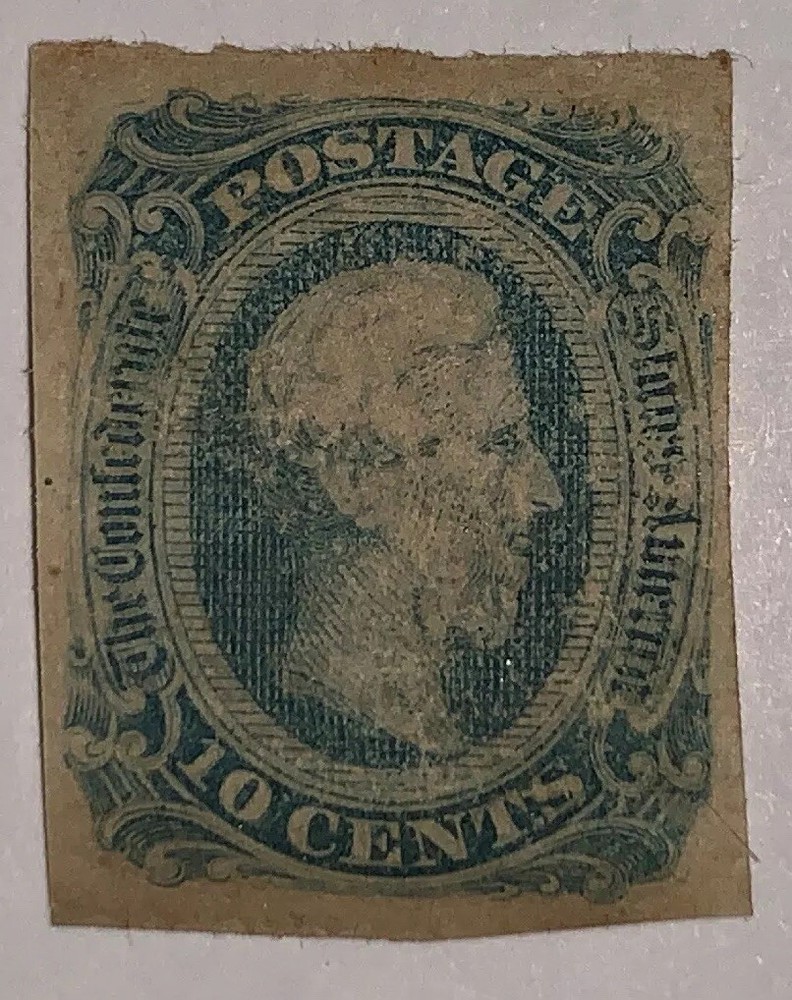 Travelstamps: US Confederate Stamps CSA Scott #11a, Milk Blue, Mint, MOGH