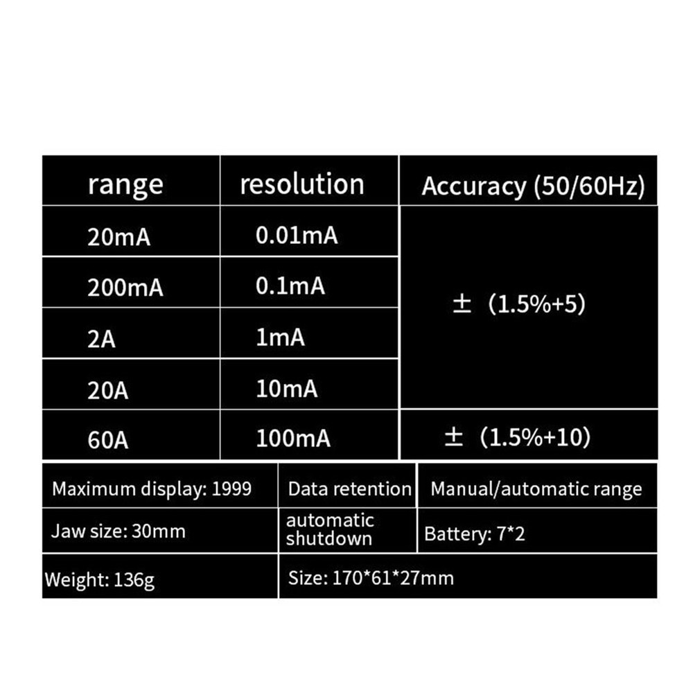 2060 Digital Clamp Meter Professional Leakage Current Test 20mA-60A2175