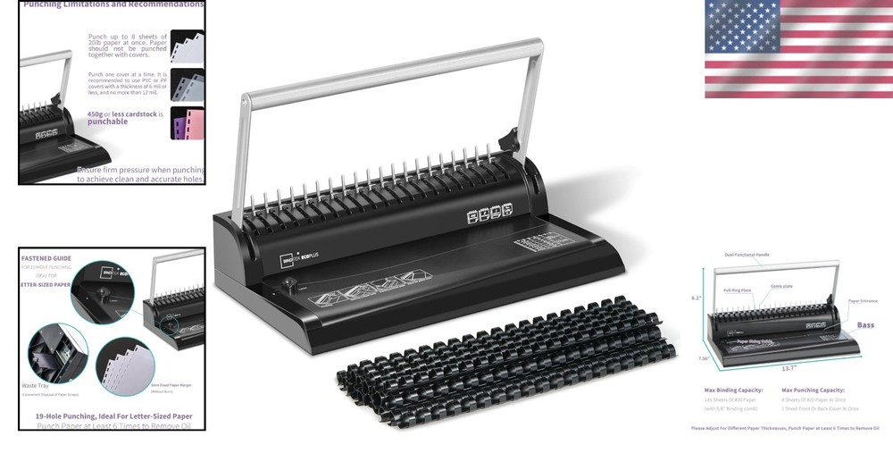 User-Friendly Comb Binder – Punch and Bind 145 Sheets with 30 Combs Included
