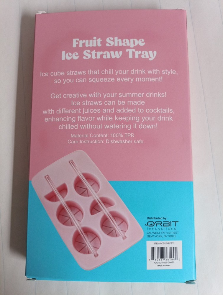 Fruit Shape Ice Straw Citrus Make 2 Straws