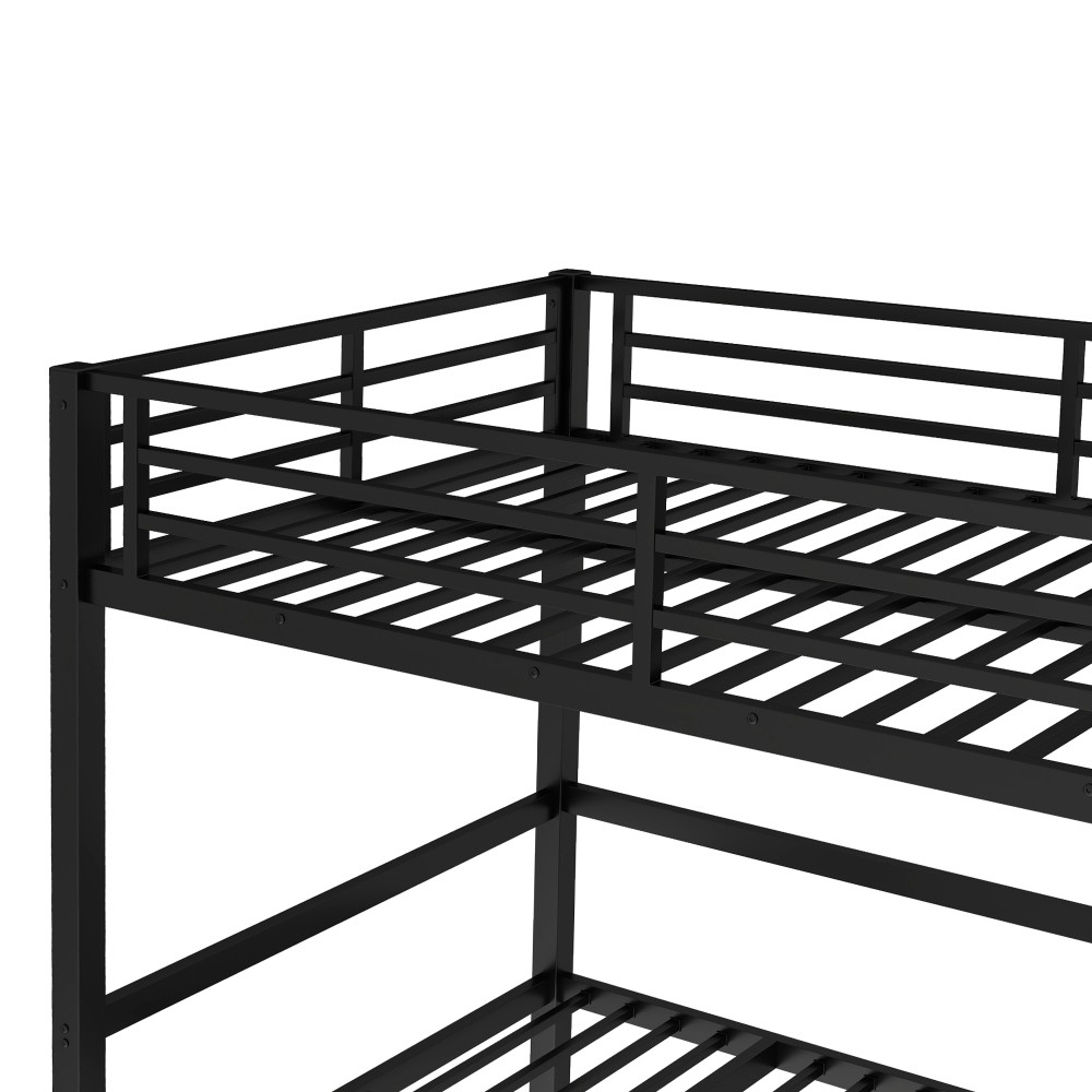Full over Full Metal Bunk Bed - Pull-Out Lower Bunk (3 Sections) w/Safety Rails