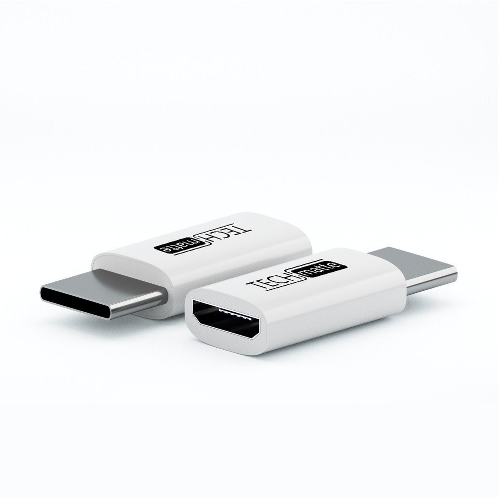 Techmatte USB-C to Micro USB Adapter Convert Connector (2 Pack, White)