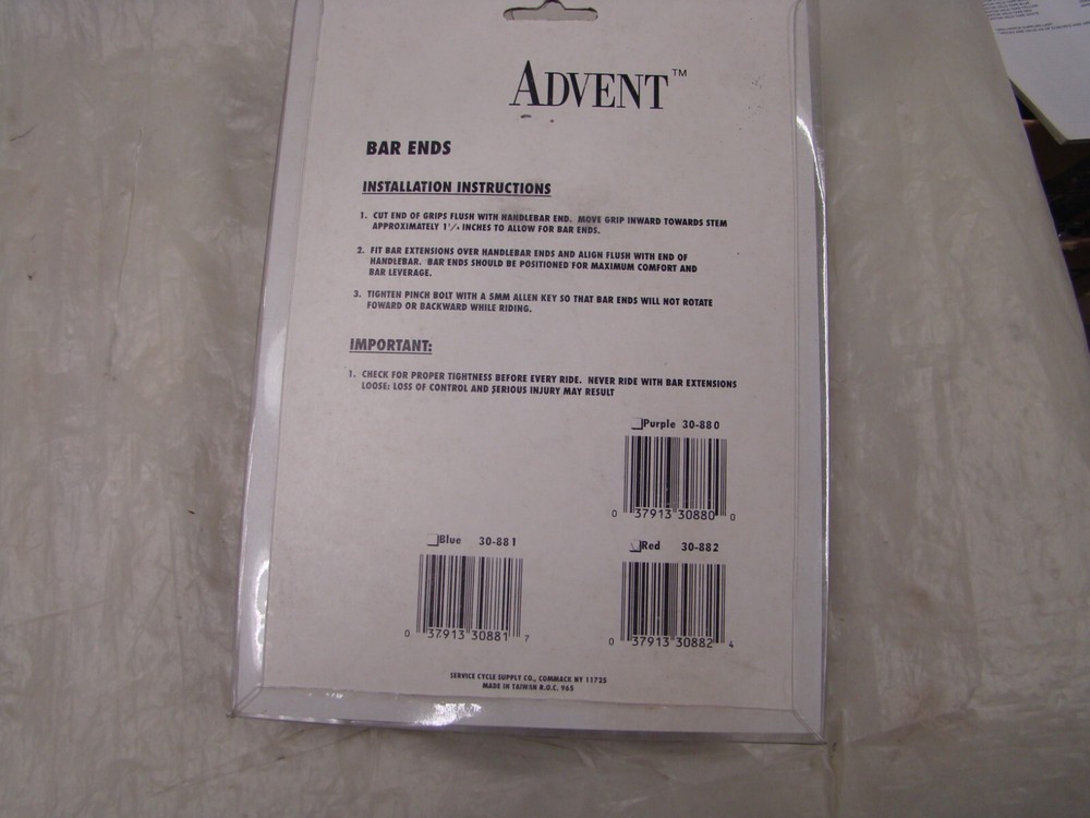 VINTAGE ADVENT SKI BEND ALLOY BAR ENDS