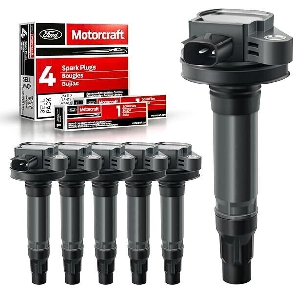 OEM 6P Ignition Coil DG520 + 6P Spark Plug SP520 For 2010-14 Edge 3.7L UF553 *